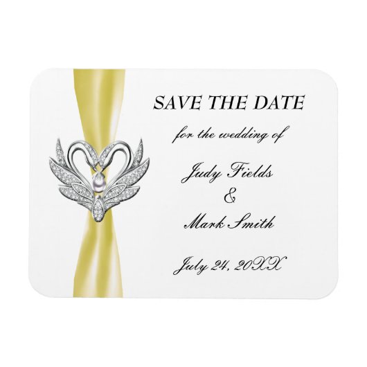 De gele Zilveren van het Lint sparen de Datum Magn Magneet (Horizontaal)