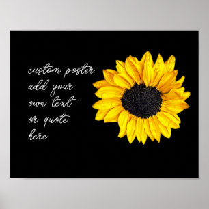 de gele zonnebloem op zwart voegt je eigen tekst t poster