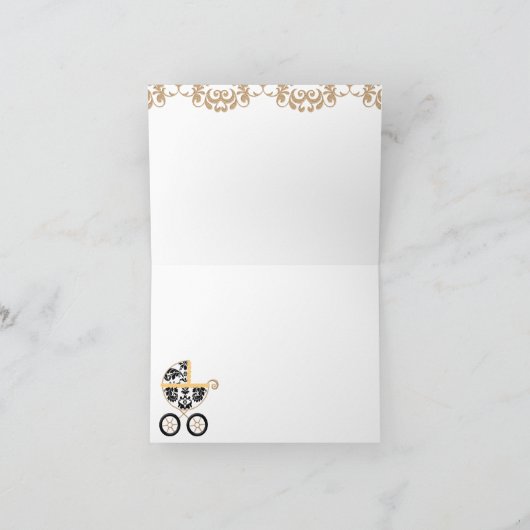 De GELE Zwarte Douche van het Vervoer van het Baby Bedankkaart (Binnen)