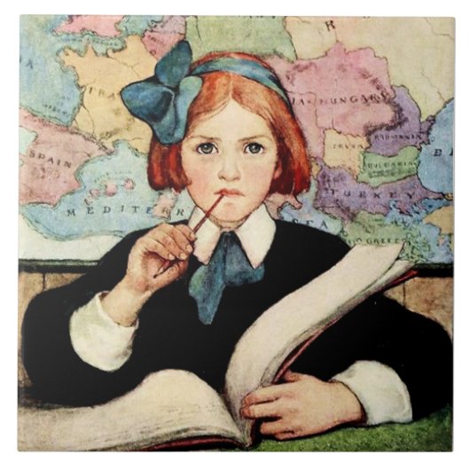 De Geleerde door Jessie Willcox Smith Tegeltje (Voorkant)