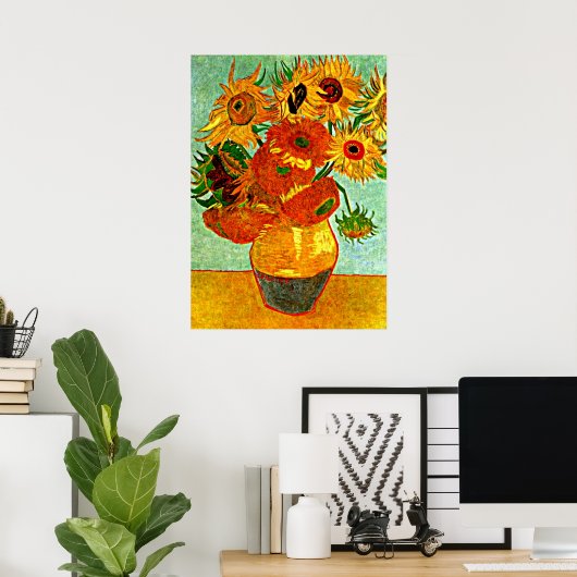De geliefde Zonnebloemen van Van Gogh (12) Poster (Thuiskantoor)