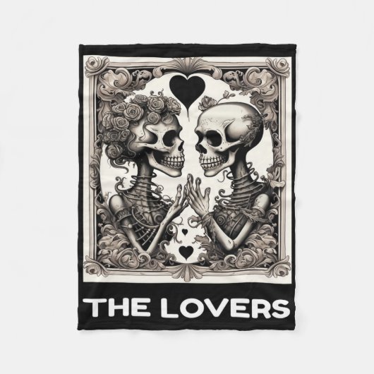 De geliefden Tarot Kaart Skeleton Gothic Hallow Fleece Deken (Voorkant)