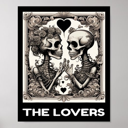 De geliefden  Tarot Kaart Skeleton Gothic Hallow Poster (Voorkant)