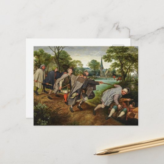 De gelijkenis van blinden die blinden leiden briefkaart (Voorkant / Achterkant in situ)