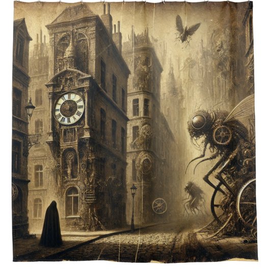 De gelijkenis van de tijdwaarnemer - Surrealistisc Douchegordijn (Voorkant)