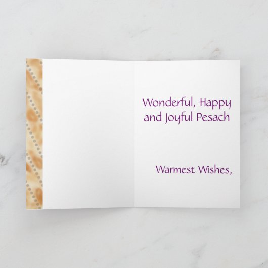 De gelukkige פסח Joodse Hebreeuwse Pascha Matzah Kaart (Binnen)