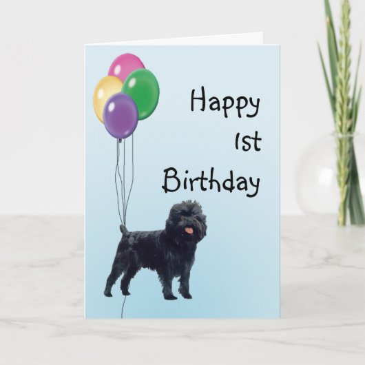 De Gelukkige 1st Verjaardag van Affenpinscher Kaart (Voorkant)