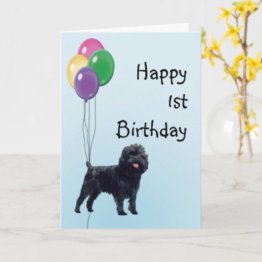De Gelukkige 1st Verjaardag van Affenpinscher Kaart (Gele Bloem)