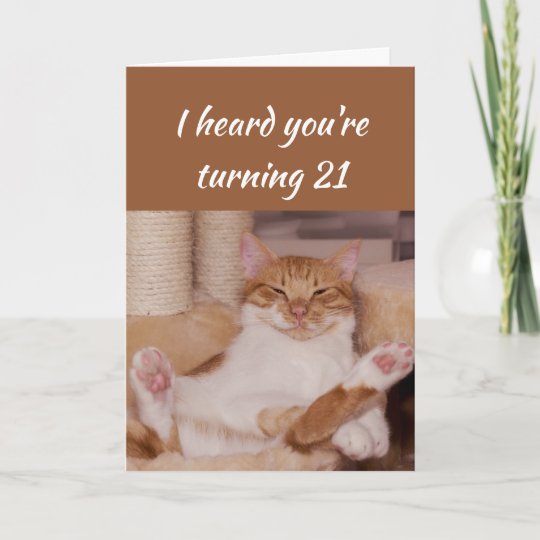 De Gelukkige 21ste Verjaardag Viert Grappige Kat Kaart Zazzle Nl