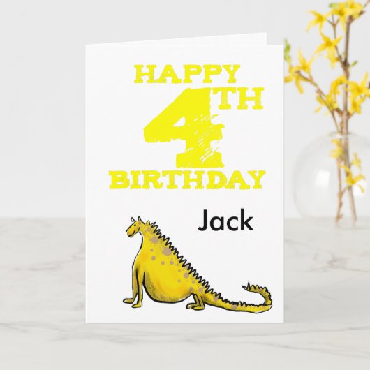 De gelukkige 4de dinosaurus van de kaart (Gele Bloem)