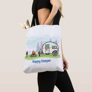 De gelukkige Aanhangwagen van de Kampeerauto Tote Bag