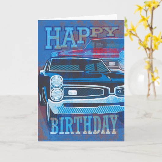 De gelukkige Auto's van de Verjaardag GTO Kaart (Gele Bloem)