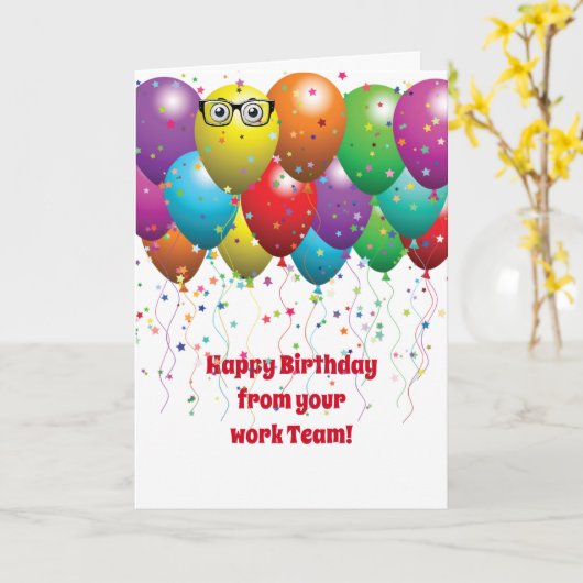 De gelukkige Ballons van de Verjaardag van Kaart (Gele Bloem)