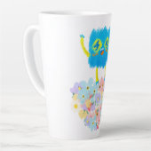 De gelukkige blauwe krabbel op een bloemenbed latte mok (Linkerhoek)