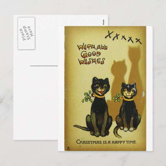 De gelukkige Briefkaarten van de Katten van (Voorkant / Achterkant)