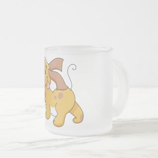 De gelukkige Bruine T-shirts en de Giften van de Matglas Koffiemok (Voorkant rechts)