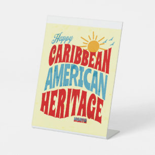 de gelukkige caribische amerikaanse erfgoedmaand reclamebord met voetstuk