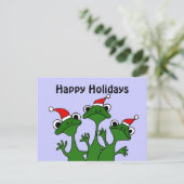 De gelukkige Cartoon van Kerstmis van Kikkers Feestdagenkaart (Staand voorkant)