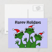 De gelukkige Cartoon van Kerstmis van Kikkers Feestdagenkaart (Voorkant / Achterkant)