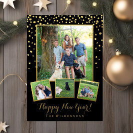 De gelukkige Collage van de Foto van de Confettien Feestdagenkaart