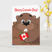 De gelukkige Dag van Canada met Bever en Canadese Kaart (Gele Bloem)