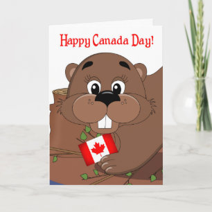 De gelukkige Dag van Canada met Bever en Canadese Kaart