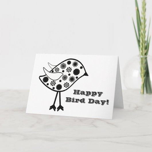 De gelukkige Dag van de Vogel, pretgroet, zwarte & Kaart (Voorkant)