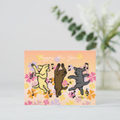 De gelukkige Dansende Cartoon van het Trio van Feestdagenkaart (Staand voorkant)