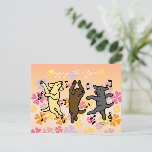 De gelukkige Dansende Cartoon van het Trio van Feestdagenkaart (Staand voorkant)