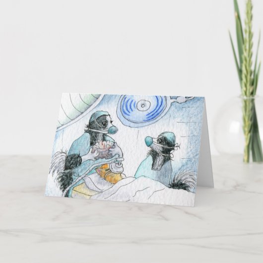 De gelukkige de verpleegster en de chirurgenhond feestdagen kaart (Voorkant)