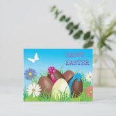 De gelukkige Eieren van de Chocolade van Pasen Feestdagenkaart (Staand voorkant)
