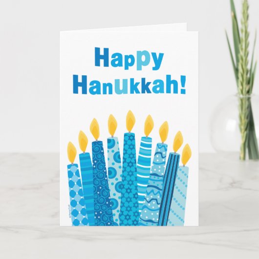De gelukkige Funky Kaarsen Menorah van de Chanoeka Feestdagen Kaart (Voorkant)