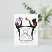 De gelukkige Gelukkige Pinguïnen van het Nieuwjaar Feestdagenkaart (Staand voorkant)