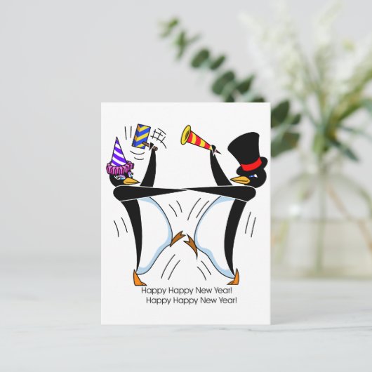 De gelukkige Gelukkige Pinguïnen van het Nieuwjaar Feestdagenkaart (Staand voorkant)