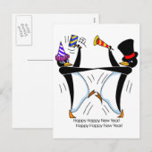 De gelukkige Gelukkige Pinguïnen van het Nieuwjaar Feestdagenkaart (Voorkant / Achterkant)