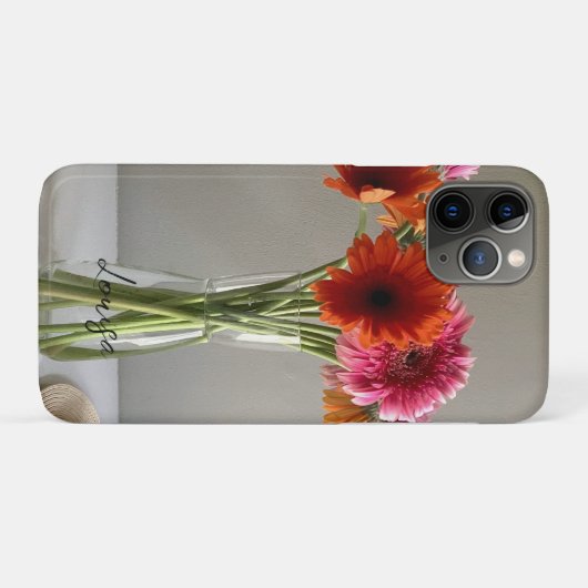 De gelukkige Gerbera Kleurrijke Bloem +Custom Naam Case-Mate iPhone Case (Achterkant (horizontaal))