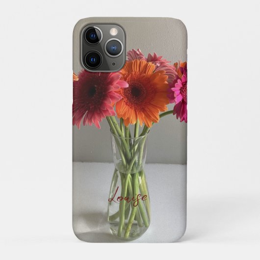 De gelukkige Gerbera Kleurrijke Bloem +Custom Naam Case-Mate iPhone Case (Achterkant)