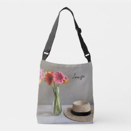 De gelukkige Gerbera Kleurrijke Bloem +Custom Naam Crossbody Tas