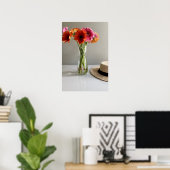 De gelukkige Gerbera Kleurrijke Bloem +Custom Naam Poster (Thuiskantoor)