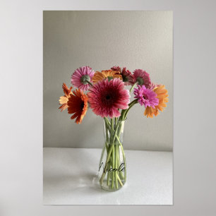 De gelukkige Gerbera Kleurrijke Bloem +Custom Naam Poster
