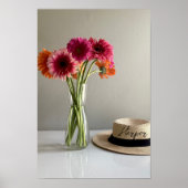 De gelukkige Gerbera Kleurrijke Bloem +Custom Naam Poster (Voorkant)