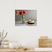 De gelukkige Gerbera Kleurrijke Bloem +Custom Naam Poster (Keuken)