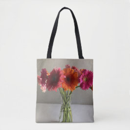 De gelukkige Gerbera Kleurrijke Bloem +Custom Naam Tote Bag
