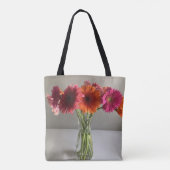 De gelukkige Gerbera Kleurrijke Bloem +Custom Naam Tote Bag (Achterkant)