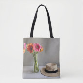 De gelukkige Gerbera Kleurrijke Bloem +Custom Naam Tote Bag (Voorkant)