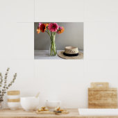 De gelukkige Gerbera kleurrijke bloem Poster (Keuken)