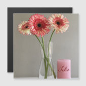 De gelukkige Gerbera Roze Bloem Foto +Custom Naam (Voorkant / Achterkant)