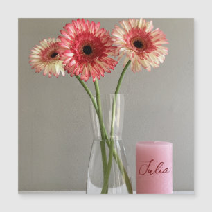 De gelukkige Gerbera Roze Bloem Foto +Custom Naam