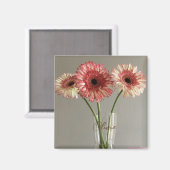 De gelukkige Gerbera Roze Bloem Foto +Custom Naam Magneet (Voorkant / Achterkant)