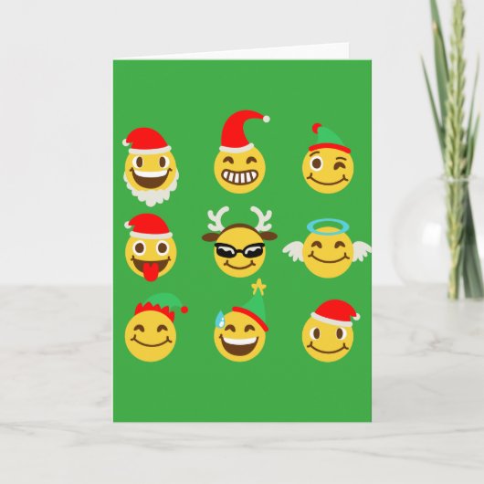 de gelukkige gezichten van Kerstmisemoji Feestdagen Kaart (Voorkant)